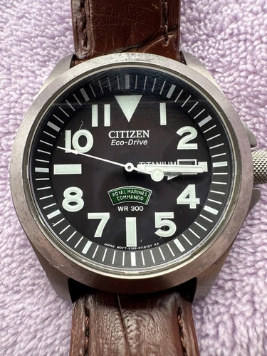 EBAY-Citizen Eco-Drive Royal Marines Commando Titanium Quickset Date Watch Leather | eBay