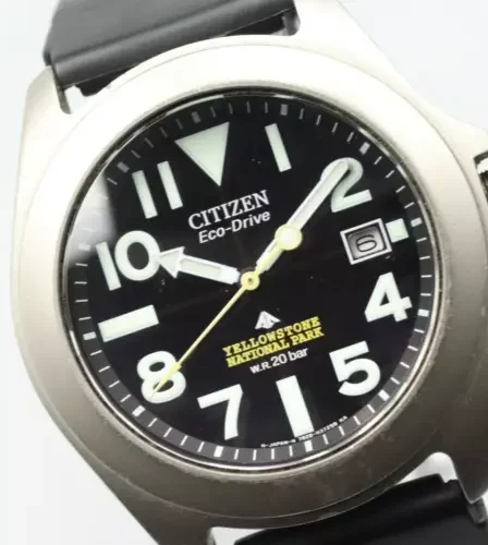 EBAY-*MINT* Vintage CITIZEN YELLOWSTONE 7828‐H21963 Eco Drive Black Dial Mens Watch | eBay