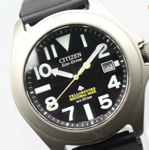 EBAY-*MINT* Vintage CITIZEN YELLOWSTONE 7828‐H21963 Eco Drive Black Dial Mens Watch | eBay
