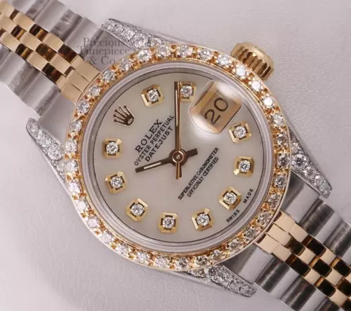 EBAY-Rolex Lady Datejust 26mm Two Tone 18k Diamond Bezel & Lug-White MOP Diamond Dial | eBay