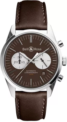 EBAY-Bell & Ross Vintage BRG126-BRN-ST/SCR Brown Dial Officer Men’s Automatic Watch | eBay