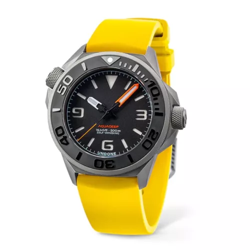 EBAY-UNDONE AQUADEEP SIGNAL Automatico Titanio Silicone Grigio Giallo Orologio Uomo | eBay
