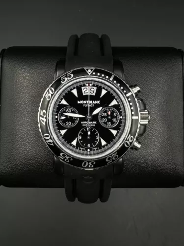 EBAY-Montblanc Flyback Automatic Chronograph 7044 42mm Black Dial Steel Watch | eBay