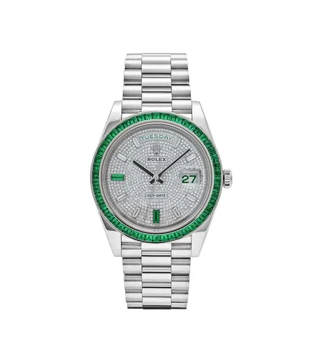 EBAY-Rolex Day-Date 40 228396TEM Platinum Diamond Dial Emerald Bezel | eBay