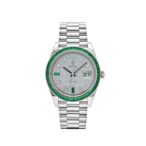 EBAY-Rolex Day-Date 40 228396TEM Platinum Diamond Dial Emerald Bezel | eBay