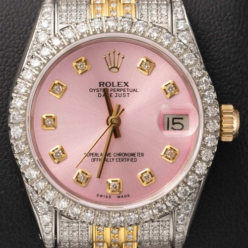 EBAY-Rolex Datejust 6827 Diamond Bezel Watch 31mm Two-Tone Jubilee Pink Dial, 6.75ct | eBay