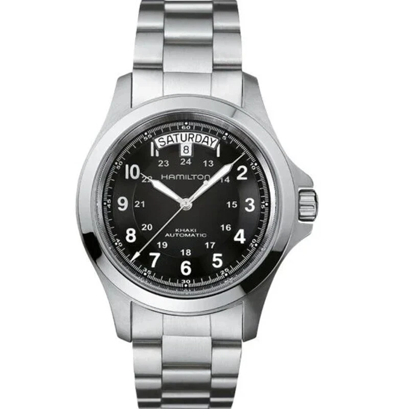EBAY-Hamilton Khaki Field King 40mm Black Dial Steel Men’s Watch H64455133 | eBay